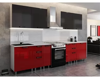 Кухня модульная Контент Черный/Красный 2.4 м