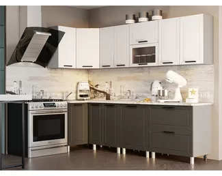 Кухня модульная угловая Селина Белый/Черный 1.0х2.7м