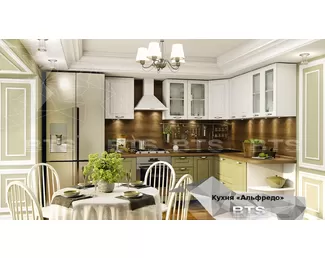 Кухня модульная угловая Альфредо миндаль/айс 2.4х2.0 м
