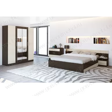 Спальня Уют + 4 ств шкаф - Венге / Дуб