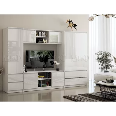 Гостиная Челси - Комплект 3 -  Белый глянец / Белый (МИФ)