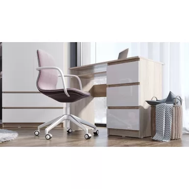 Стол письменный Челси - Белый глянец холодный / Дуб сонома (МИФ)