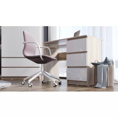 Стол письменный Челси - Белый глянец холодный / Дуб сонома (МИФ)