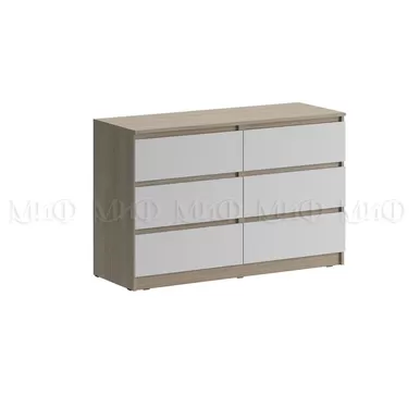 Комод Челси 1202 (6 ящиков) - Белый глянец холодный / Дуб сонома (МИФ)
