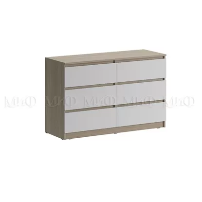 Комод Челси 1202 (6 ящиков) - Белый глянец холодный / Дуб сонома (МИФ)