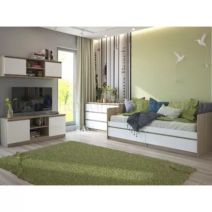 Детская комната Челси - Белый глянец / Дуб сонома -  Комплект 2 (МИФ)