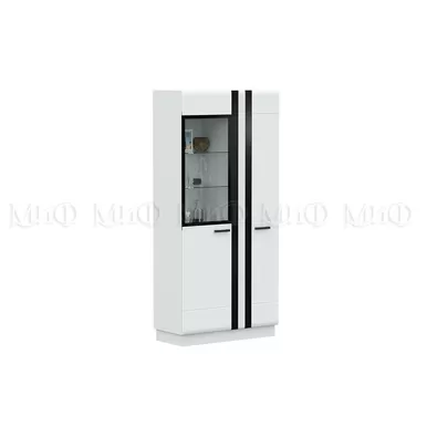 Шкаф со стеклом Магнолия высокий - Белый глянец
