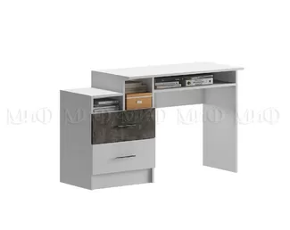 Стол компьютерный Вега New Позитив  - Бетон темный / Белый