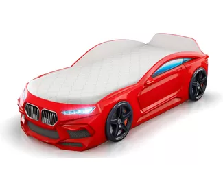 Кровать-машинка Romeo (Экоматрас, подсветка) - Красный (Romack)