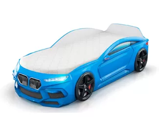 Кровать-машинка Romeo (Экоматрас, подсветка) - Голубой (Romack)