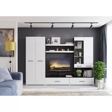 Гостиная Ненси-1 - Белый глянец / Венге (Горизонт)