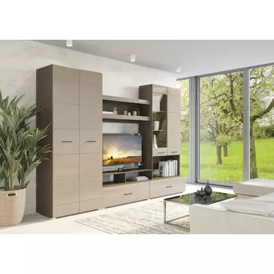 Гостиная Ненси-1 - Капучино глянец / Венге (Горизонт)