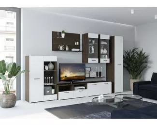Гостиная Ненси - Белый глянец / Венге (Комплект 3.3) (Горизонт)