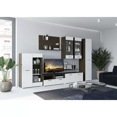 Гостиная Ненси - Белый глянец / Венге (Комплект 3.3) (Горизонт)