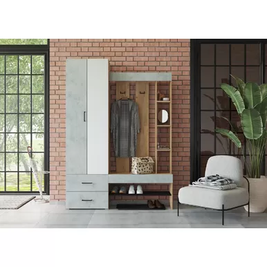 Прихожая Домино - Крафт золотой/Бетон(Горизонт)