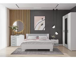 Спальный гарнитур Nova - Белый/ Бетон - Комплект 2 (Горизонт)