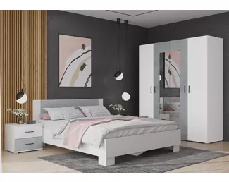 Спальный гарнитур Nova - Белый/ Бетон - Комплект 3 (Горизонт)