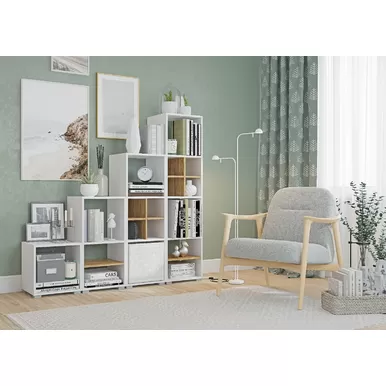 Модульный Стеллаж Лайт бокс - Белый/Дуб золотой - Комплект 1 (Горизонт)