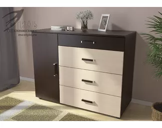 Комод Вега К-02 - Дуб молочный/венге (МК Стиль А)