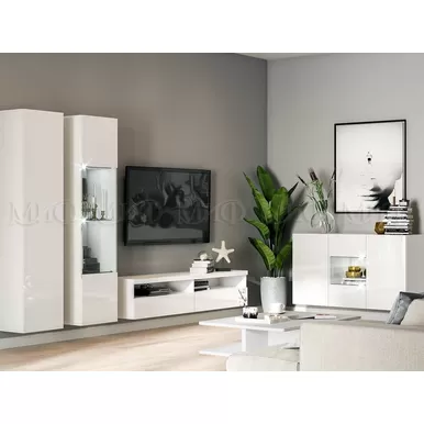 Модульная гостиная Флорис - Комплект 5 - Белый глянец/Белый