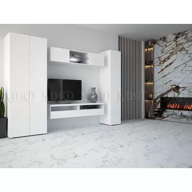 Модульная гостиная Флорис - Комплект 6 - Белый глянец/Белый