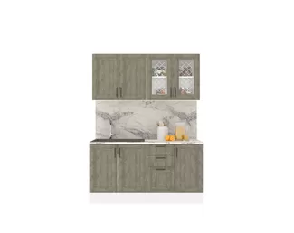 Кухня Винтаж со стеклом 1.6 м - Дуб Антик (Горизонт)