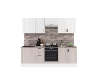 Кухня Винтаж 2.4 м - Сосна Серая/Белая (Горизонт)