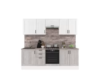 Кухня Винтаж 2.4 м - Сосна Белая/Дуб Седой (Горизонт)