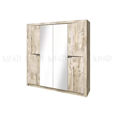Шкаф 4-х створчатый Ривьера - Дуб Юкон/Бетон тёмный
