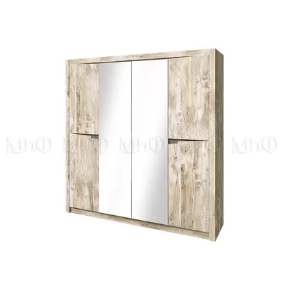 Шкаф 4-х створчатый Ривьера - Дуб Юкон/Бетон тёмный