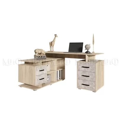 Стол компьютерный Неаполь-1 - Бетон светлый/Дуб сонома (МИФ)