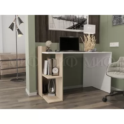 Стол компьютерный №10 - Дуб Сонома / Белый (МиФ)