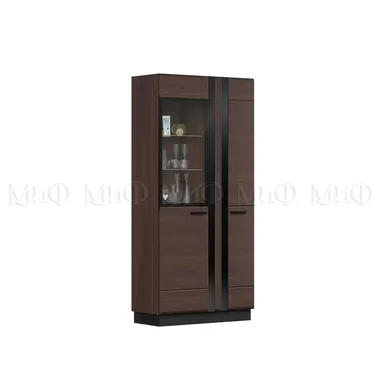 Шкаф со стеклом Магнолия высокий - Дерево / Орех