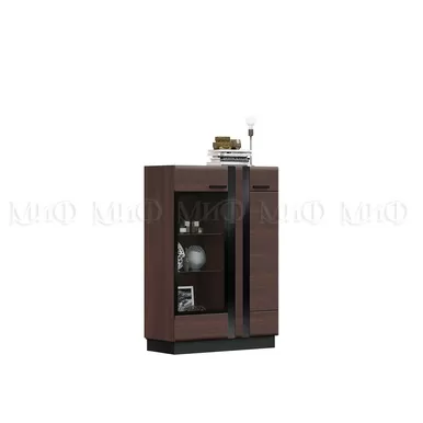 Шкаф со стеклом Магнолия низкий - Дерево / Орех