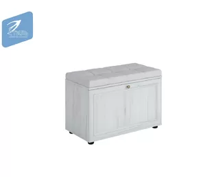 Тумба для обуви Оскар-7А - Дуб крафт белый/Кожзам Белый (МК Стиль)