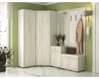 Прихожая Оскар-7А - Комплект 1 - Дуб Крафт белый/Кожзам Белый (МК Стиль)