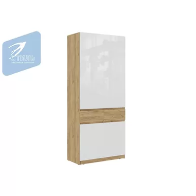 Шкаф Бостон ШК-001 - Дуб Крафт золотой / Белый глянец  (МК Стиль А)