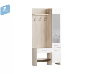 Прихожая Домино 2У - Дуб Сонома светлый / Белый гладкий (МК Стиль)