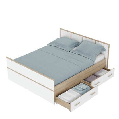 Кровать LIGHT Сакура 1,4м - Дуб сонома/Белый (BTS)