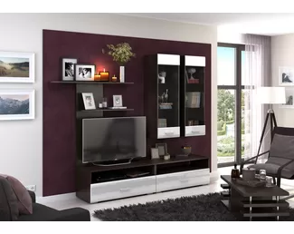 Гостиная Вегас 2 - Венге / Белый глянец (Рикко)