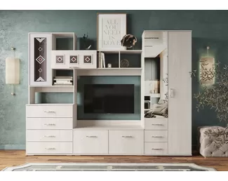 Гостиная Белла - Комплект 1 -  Ясень белый (BTS)