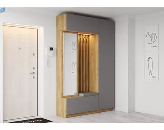 Прихожая Бостон - Комплект 1 - Дуб Крафт золотой / Серый Шифер (МК Стиль)