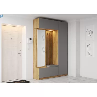 Прихожая Бостон - Комплект 1 - Дуб Крафт золотой / Серый Шифер (МК Стиль)