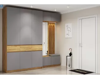 Прихожая Бостон - Комплект 3 - Дуб Крафт золотой / Серый Шифер (МК Стиль)