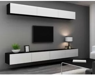 Гостиная Лия 3 - Комплект 1 - Венге / Белый глянец (Рикко)