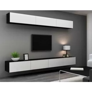 Гостиная Лия 3 - Комплект 1 - Венге / Белый глянец (Рикко)