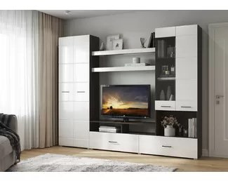 Гостиная Альфа - Белый глянец/Венге (Горизонт)