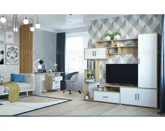 Гостиная Лайт - Комплект 1 - Белый / Дуб Крафт золотой (Горизонт)