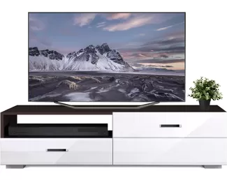 Тумба под ТВ Ларго 1,4м - Белый глянец/Венге (Рикко)