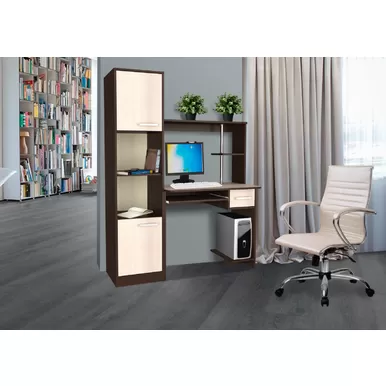 Стол компьютерный КС-02 с пеналом - Венге/Дуб сонома (Рикко)